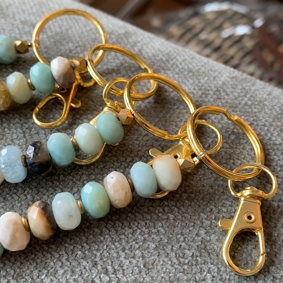 💕HP💕Amazonite beaded tusk handmade keychain - Picture 7 of 11